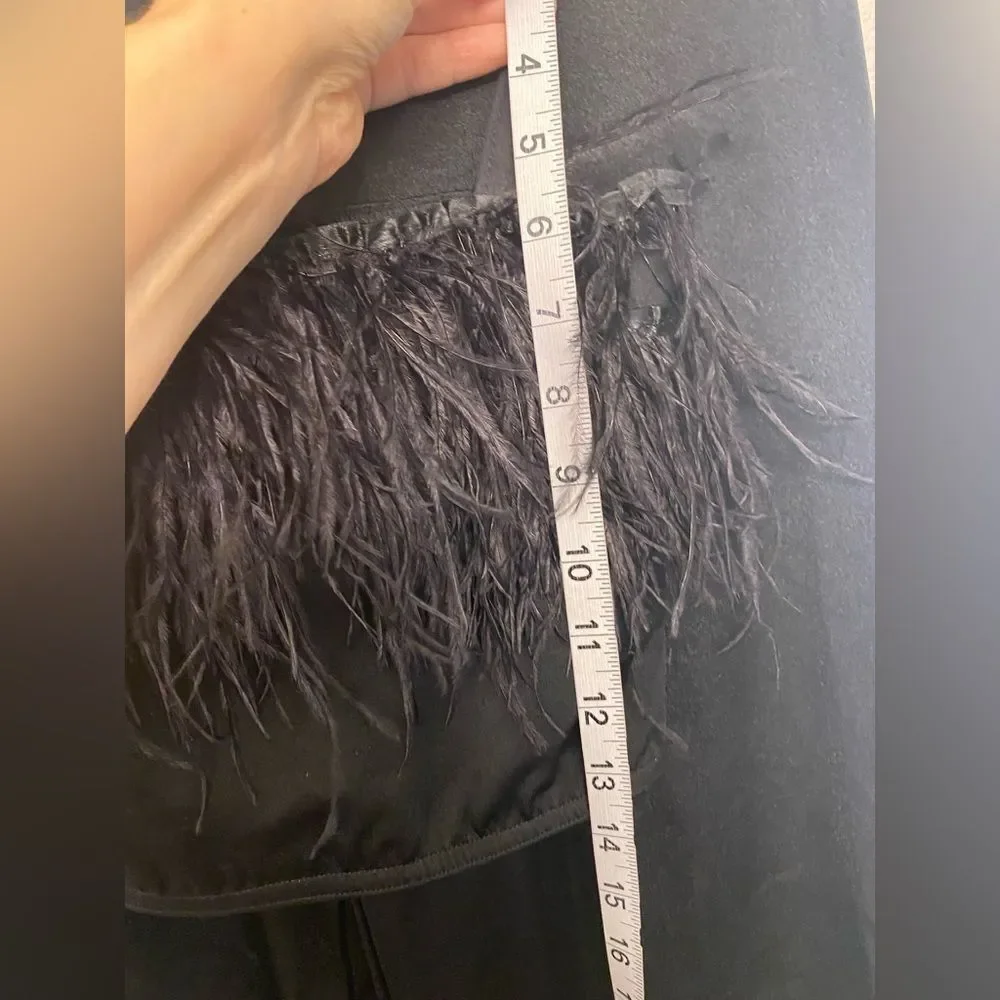 Kelle dance black feather costume 2 piece wide leg pants top 2900 3806 teen